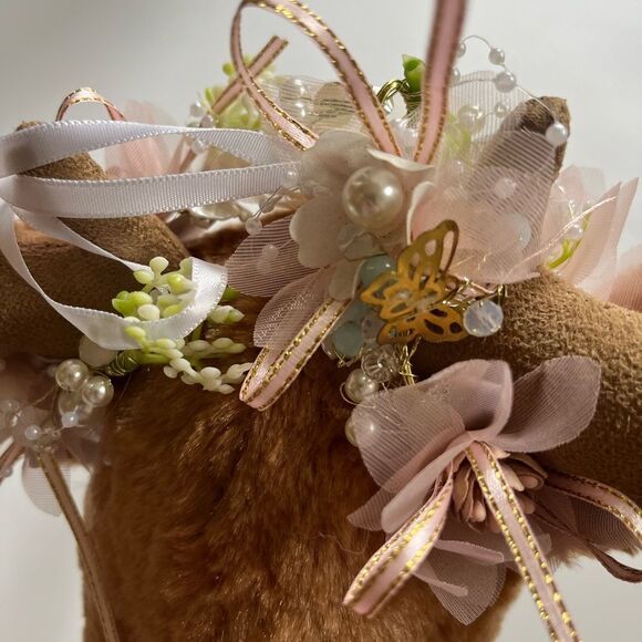 Deer Whimsical Plush Wall Mount with Floral Crown - Picture 11 of 15